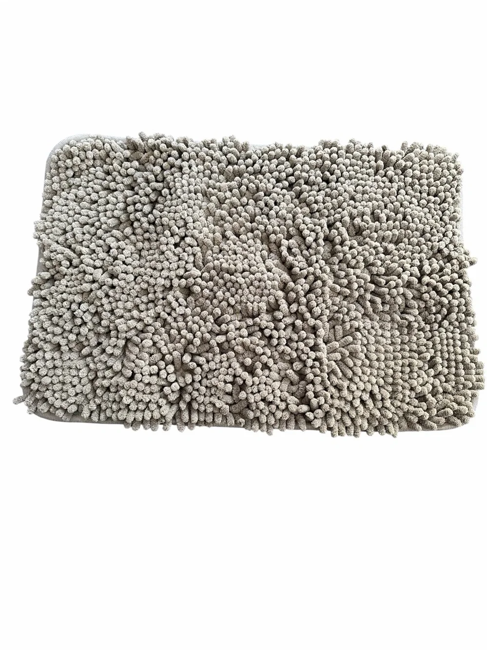 Plush Chenille Bath Mat or Dog Rug in Light Gray